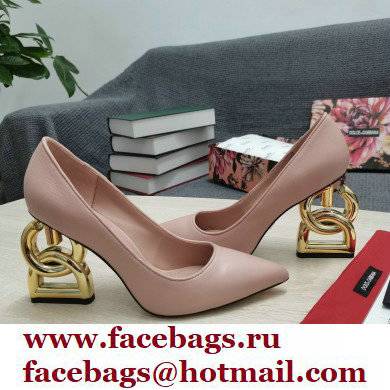 Dolce  &  Gabbana Heel 10.5cm Leather Pumps Light Pink with DG Pop Heel 2021